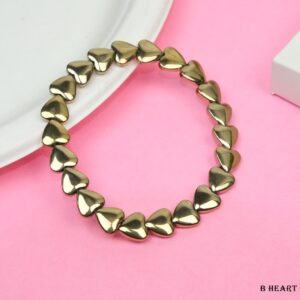 Gold Polished Small Heart Pyrite Bracelet