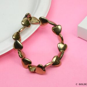 Gold Polished Big Heart Pyrite Bracelet