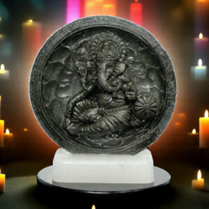 Golden Pyrite Ganesha in Energy Circle