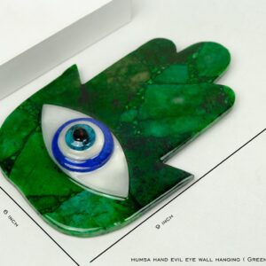 HAMSA HAND EVIL EYE WALL HANGING (GREEN STRAWBERRY QUARTZ)