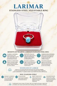 LARIMAR STAINLESS STEEL ADJUSTABLE RING