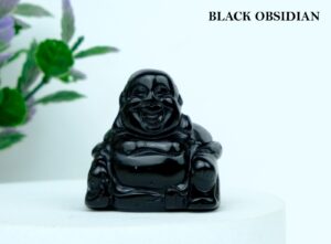 BLACK OBSIDIAN LAUGHING BUDDHA