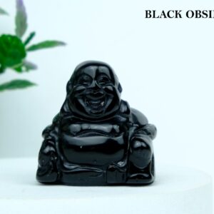 BLACK OBSIDIAN LAUGHING BUDDHA