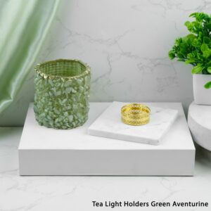 Green Aventurine Crystal Tea Light Candle Holder | Growth & Abundance