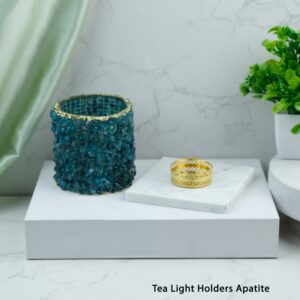 Apatite Crystal Tea Light Candle Holder | Clarity, Motivation & Growth