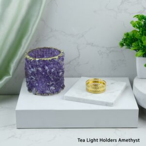 Amethyst Crystal Tea Light Candle Holder | Peace, Intuition & Spiritual Harmony