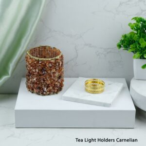 Carnelian Crystal Tea Light Holder – Illuminate Your Space with Warmth & Vibrant Energy