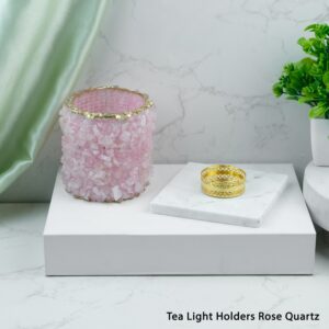 Rose Quartz Crystal Tea Light Candle Holder | Love, Peace & Harmony