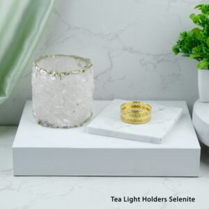 Selenite Crystal Tea Light Holder – A Serene Glow for Your Sacred Space