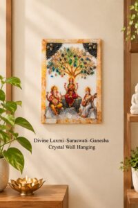 Divine Laxmi–Saraswati–Ganesha Crystal Wall Hanging
