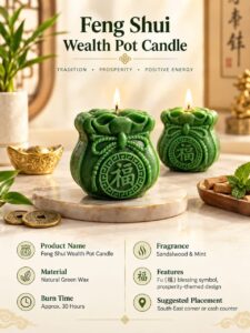 ✨ Feng Shui Wealth Pot Candle – Manifest Abundance & Prosperity ✨