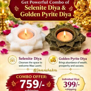Golden Pyrite & Selenite Flower Diya Combo ✨🪔
